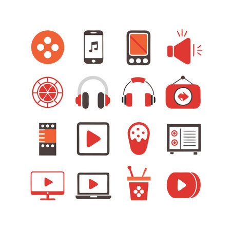 Entertainment and Media Icon Set Collection Vector for UI Documents Websites and Mobile Applicationsのイラスト素材