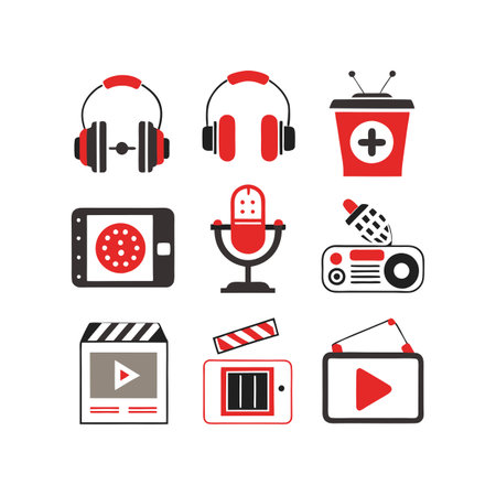 Entertainment and Media Icon Set Collection Vector for UI Documents Websites and Mobile Applicationsのイラスト素材