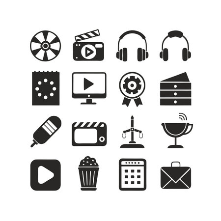 Entertainment and Media Icon Set Collection Vector for UI Documents Websites and Mobile Applicationsのイラスト素材