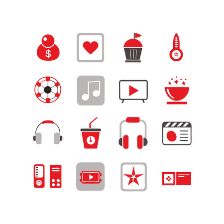Entertainment and Media Icon Set Collection Vector for UI Documents Websites and Mobile Applicationsのイラスト素材