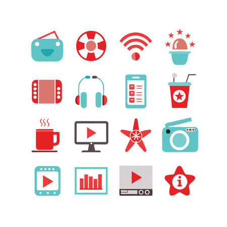 Entertainment and Media Icon Set Collection Vector for UI Documents Websites and Mobile Applicationsのイラスト素材