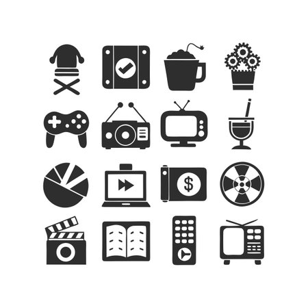 Entertainment and Media Icon Set Collection Vector for UI Documents Websites and Mobile Applicationsのイラスト素材