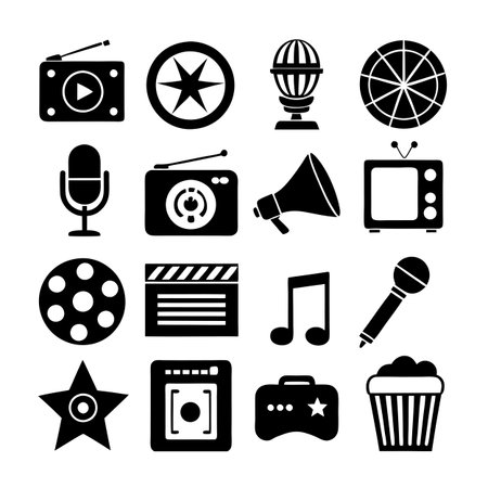 Entertainment and Media Icon Set Collection Vector for UI Documents Websites and Mobile Applicationsのイラスト素材