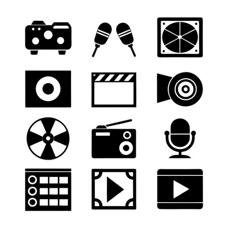 Entertainment and Media Icon Set Collection Vector for UI Documents Websites and Mobile Applicationsのイラスト素材
