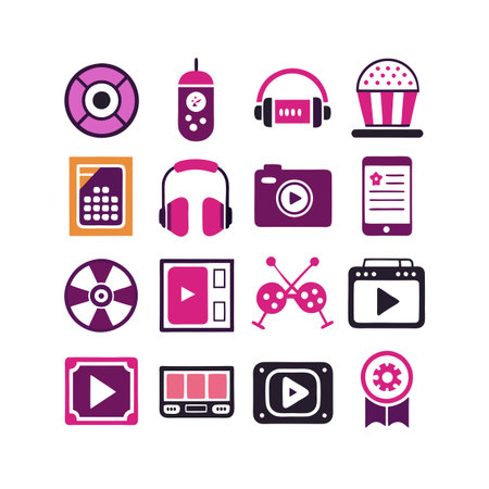 Entertainment and Media Icon Set Collection Vector for UI Documents Websites and Mobile Applicationsのイラスト素材