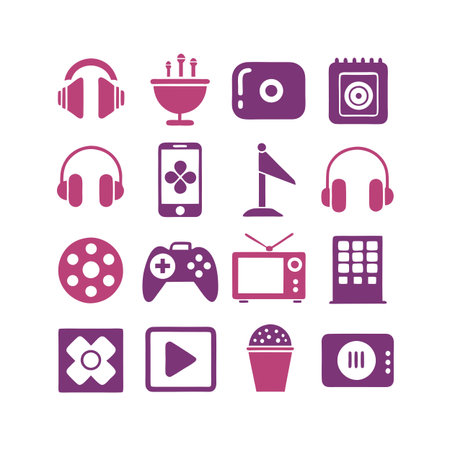 Entertainment and Media Icon Set Collection Vector for UI Documents Websites and Mobile Applicationsのイラスト素材