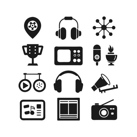 Entertainment and Media Icon Set Collection Vector for UI Documents Websites and Mobile Applicationsのイラスト素材