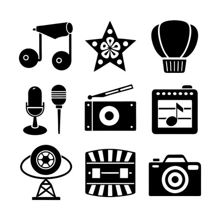 Entertainment and Media Icon Set Collection Vector for UI Documents Websites and Mobile Applicationsのイラスト素材