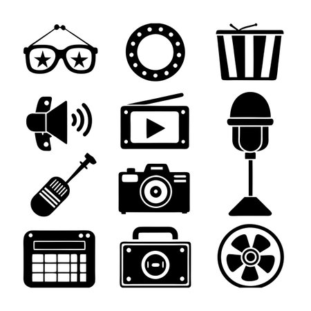 Entertainment and Media Icon Set Collection Vector for UI Documents Websites and Mobile Applicationsのイラスト素材