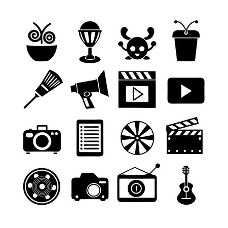 Entertainment and Media Icon Set Collection Vector for UI Documents Websites and Mobile Applicationsのイラスト素材
