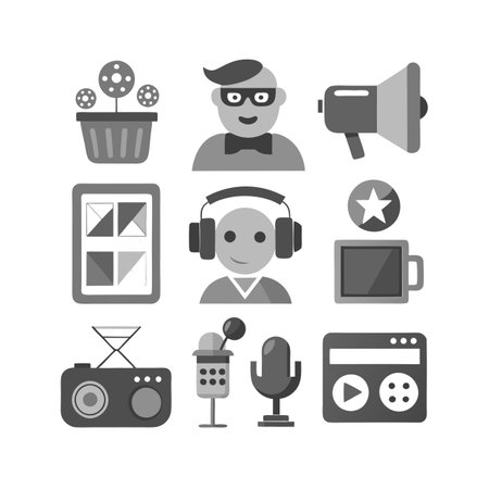 Entertainment and Media Icon Set Collection Vector for UI Documents Websites and Mobile Applicationsのイラスト素材