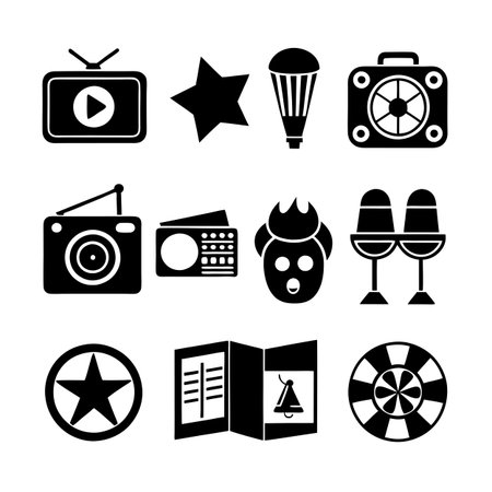 Entertainment and Media Icon Set Collection Vector for UI Documents Websites and Mobile Applicationsのイラスト素材