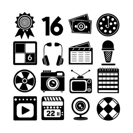 Entertainment and Media Icon Set Collection Vector for UI Documents Websites and Mobile Applicationsのイラスト素材