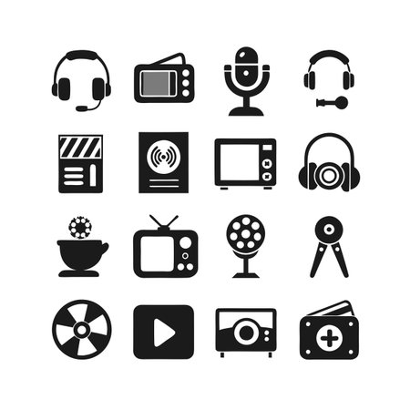 Entertainment and Media Icon Set Collection Vector for UI Documents Websites and Mobile Applicationsのイラスト素材