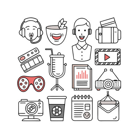 Entertainment and Media Icon Set Collection Vector for UI Documents Websites and Mobile Applicationsのイラスト素材
