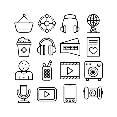 Entertainment and Media Icon Set Collection Vector for UI Documents Websites and Mobile Applicationsのイラスト素材