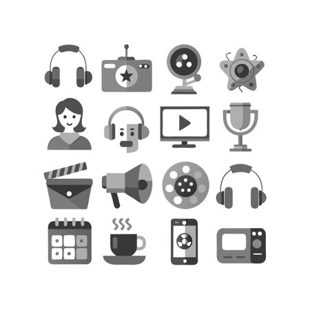 Entertainment and Media Icon Set Collection Vector for UI Documents Websites and Mobile Applicationsのイラスト素材