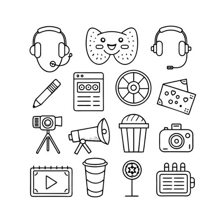 Entertainment and Media Icon Set Collection Vector for UI Documents Websites and Mobile Applicationsのイラスト素材