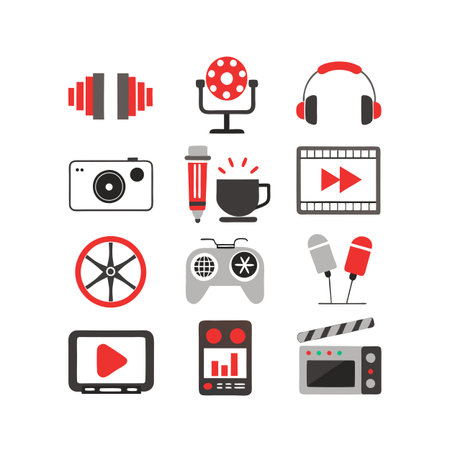 Entertainment and Media Icon Set Collection Vector for UI Documents Websites and Mobile Applicationsのイラスト素材