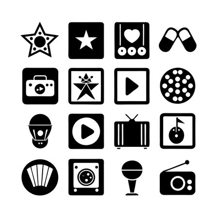 Entertainment and Media Icon Set Collection Vector for UI Documents Websites and Mobile Applicationsのイラスト素材
