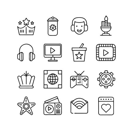 Entertainment and Media Icon Set Collection Vector for UI Documents Websites and Mobile Applicationsのイラスト素材