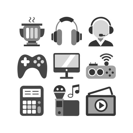 Entertainment and Media Icon Set Collection Vector for UI Documents Websites and Mobile Applicationsのイラスト素材