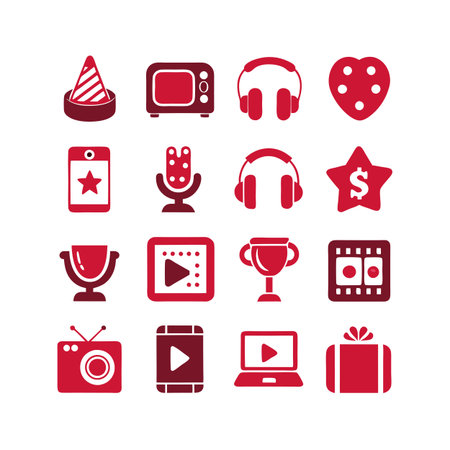 Entertainment and Media Icon Set Collection Vector for UI Documents Websites and Mobile Applicationsのイラスト素材