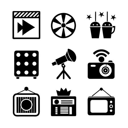Entertainment and Media Icon Set Collection Vector for UI Documents Websites and Mobile Applicationsのイラスト素材
