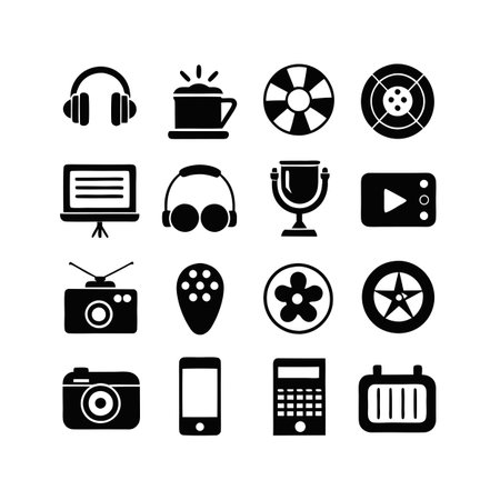 Entertainment and Media Icon Set Collection Vector for UI Documents Websites and Mobile Applicationsのイラスト素材