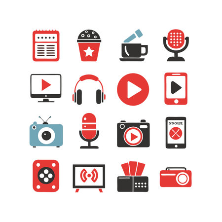 Entertainment and Media Icon Set Collection Vector for UI Documents Websites and Mobile Applicationsのイラスト素材