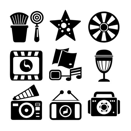 Entertainment and Media Icon Set Collection Vector for UI Documents Websites and Mobile Applicationsのイラスト素材