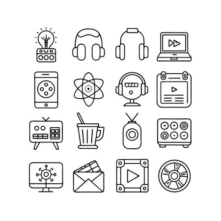 Entertainment and Media Icon Set Collection Vector for UI Documents Websites and Mobile Applicationsのイラスト素材
