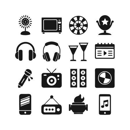 Entertainment and Media Icon Set Collection Vector for UI Documents Websites and Mobile Applicationsのイラスト素材