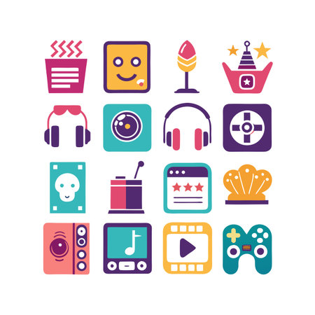 Entertainment and Media Icon Set Collection Vector for UI Documents Websites and Mobile Applicationsのイラスト素材