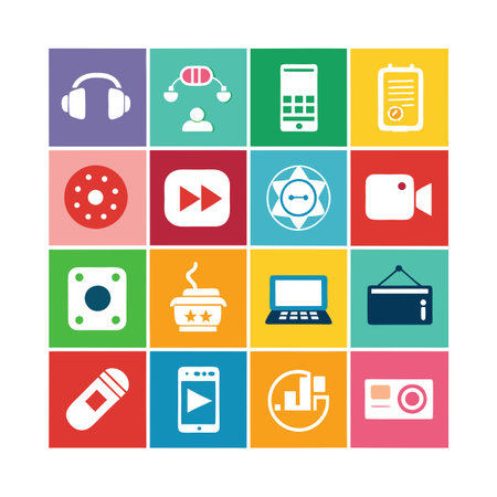 Entertainment and Media Icon Set Collection Vector for UI Documents Websites and Mobile Applicationsのイラスト素材