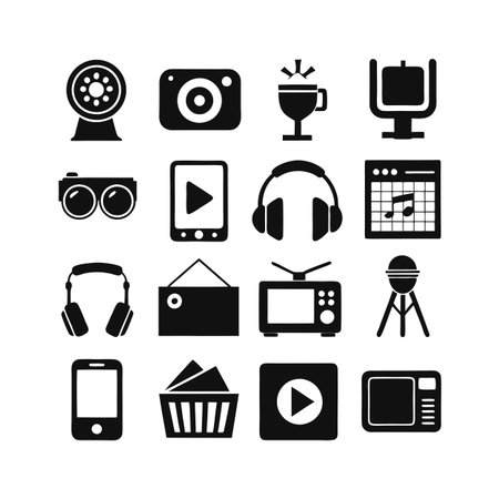 Entertainment and Media Icon Set Collection Vector for UI Documents Websites and Mobile Applicationsのイラスト素材