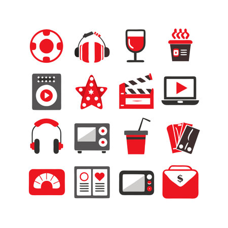 Entertainment and Media Icon Set Collection Vector for UI Documents Websites and Mobile Applicationsのイラスト素材