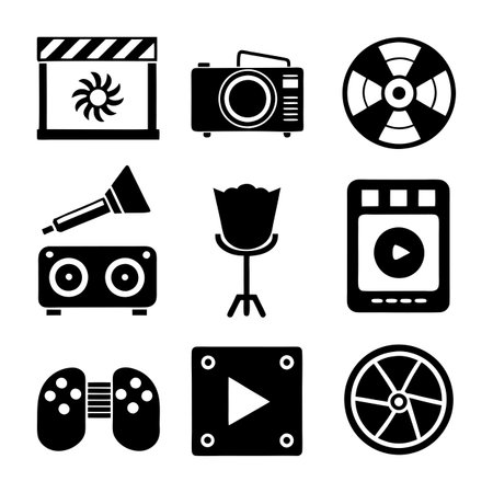 Entertainment and Media Icon Set Collection Vector for UI Documents Websites and Mobile Applicationsのイラスト素材