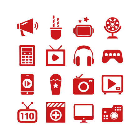 Entertainment and Media Icon Set Collection Vector for UI Documents Websites and Mobile Applicationsのイラスト素材
