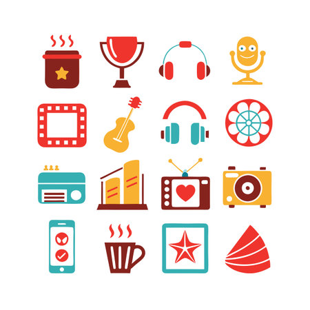 Entertainment and Media Icon Set Collection Vector for UI Documents Websites and Mobile Applicationsのイラスト素材