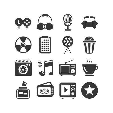 Entertainment and Media Icon Set Collection Vector for UI Documents Websites and Mobile Applicationsのイラスト素材