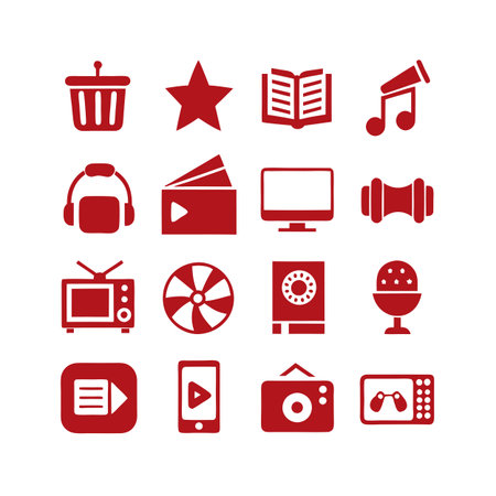 Entertainment and Media Icon Set Collection Vector for UI Documents Websites and Mobile Applicationsのイラスト素材