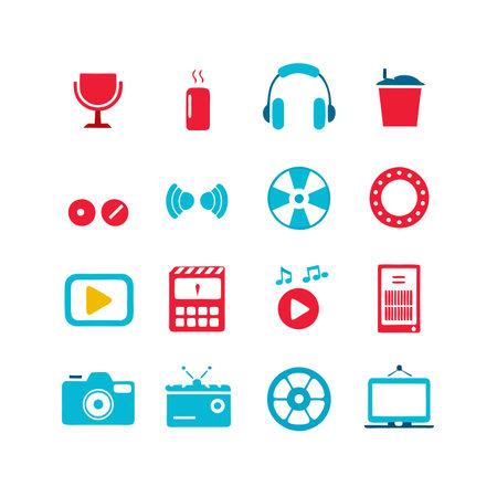 Entertainment and Media Icon Set Collection Vector for UI Documents Websites and Mobile Applicationsのイラスト素材