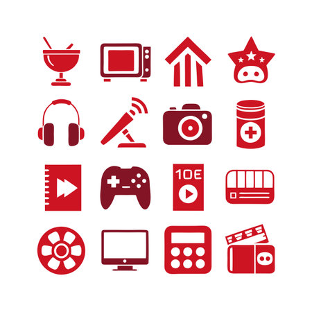 Entertainment and Media Icon Set Collection Vector for UI Documents Websites and Mobile Applicationsのイラスト素材