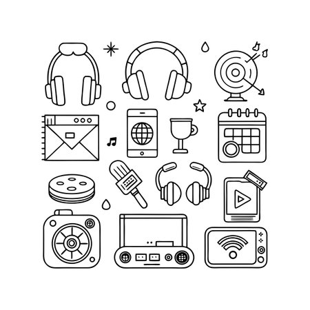 Entertainment and Media Icon Set Collection Vector for UI Documents Websites and Mobile Applicationsのイラスト素材