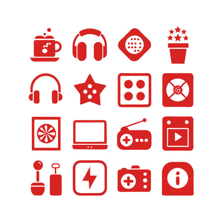 Entertainment and Media Icon Set Collection Vector for UI Documents Websites and Mobile Applicationsのイラスト素材