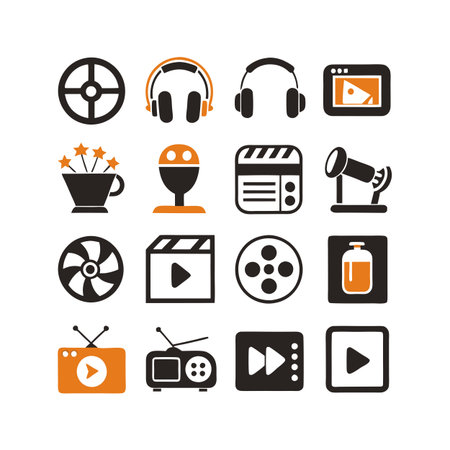 Entertainment and Media Icon Set Collection Vector for UI Documents Websites and Mobile Applicationsのイラスト素材