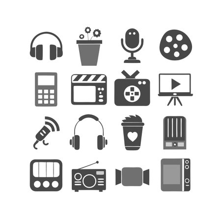 Entertainment and Media Icon Set Collection Vector for UI Documents Websites and Mobile Applicationsのイラスト素材