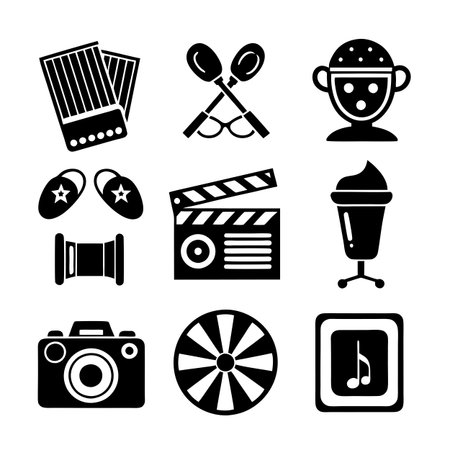 Entertainment and Media Icon Set Collection Vector for UI Documents Websites and Mobile Applicationsのイラスト素材