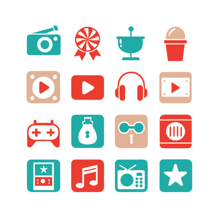 Entertainment and Media Icon Set Collection Vector for UI Documents Websites and Mobile Applicationsのイラスト素材